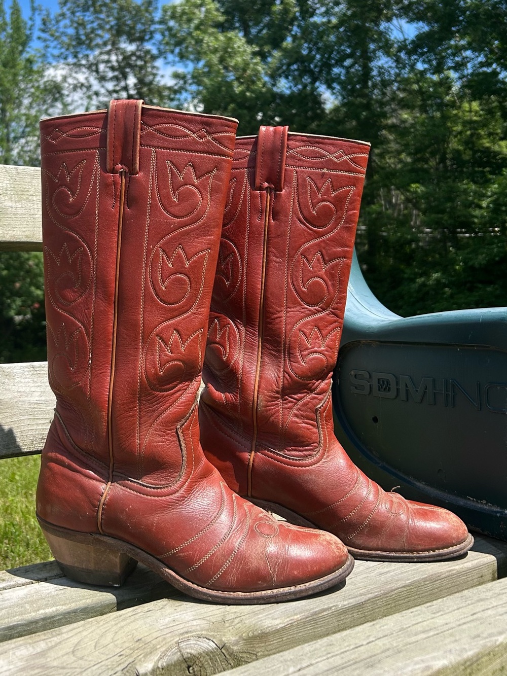 Boulet Rust Orange Leather Cowboy Boots – Size 7C
